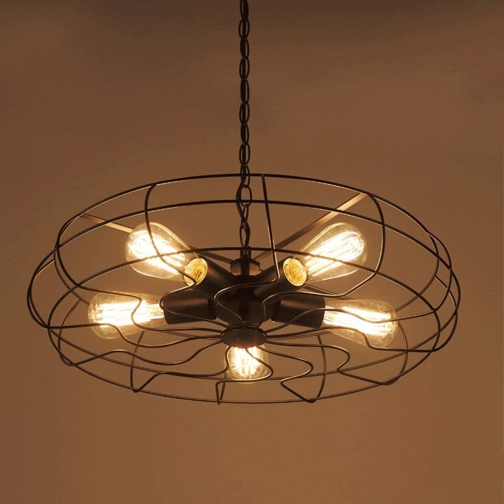 Lámpara de suspensión industrial E27 con cinco focos de techo para decoración vintage y loft