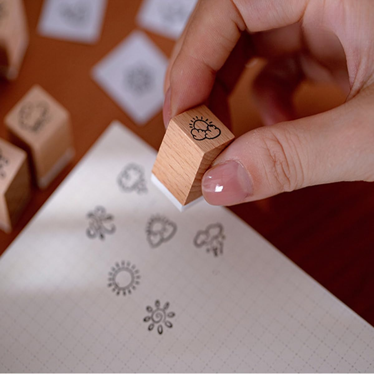 Weather Wood Stamps - 25 Mini Craft Stamps -6