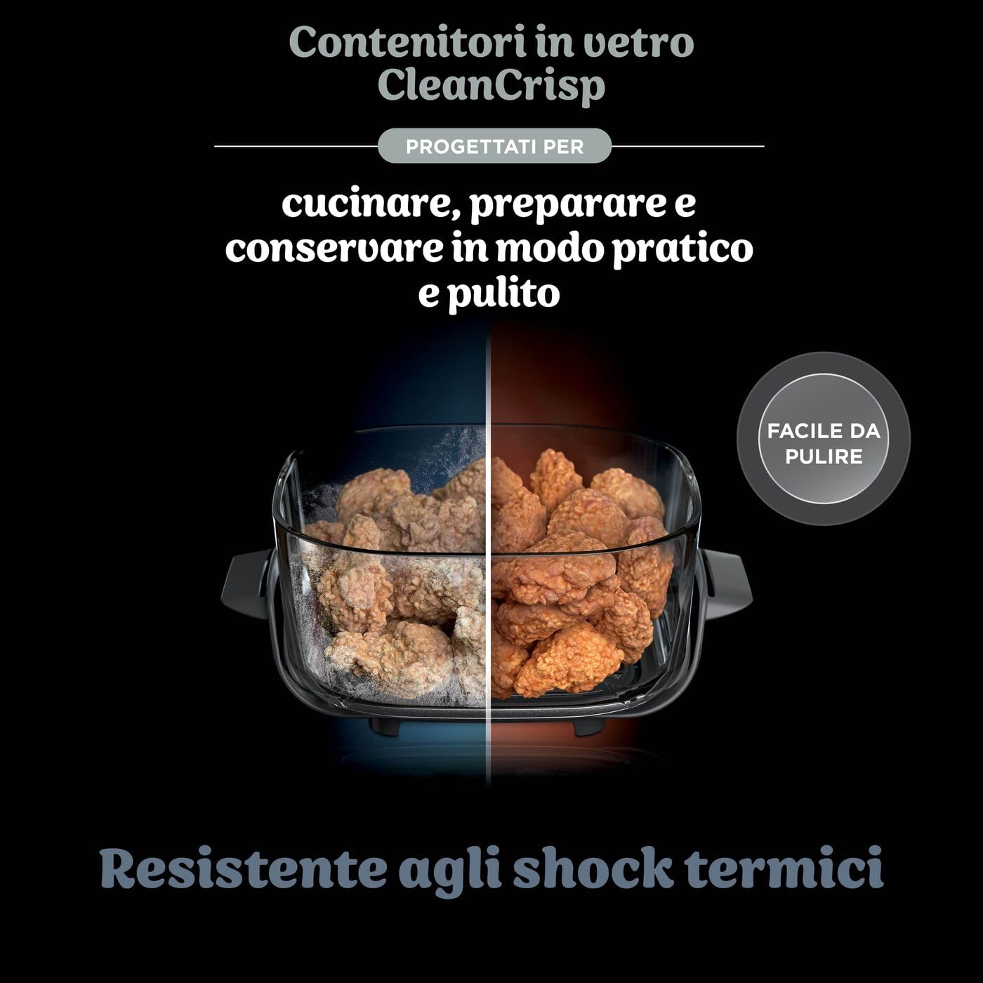 Ninja CRISPi, Contenitore in vetro resistente al calore TempWare, con coperchio, ciotola per friggitrice ad aria resistente al calore, 3,8 L, senza BPA, ideale da portare con sé, XSKLIDPLTEUUK