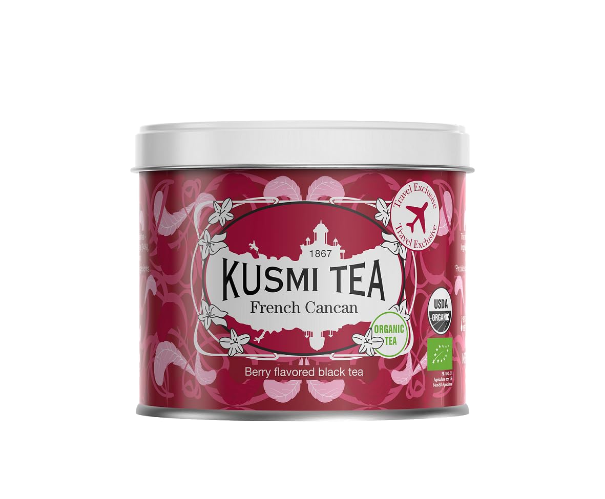 Kusmi Tea - French Cancan - Organic Black Tea - Berry Flavored Black Tea - Natural Red Fruit Flavours - Flavourful, Caffeinated Tea - Loose Leaf Tea -