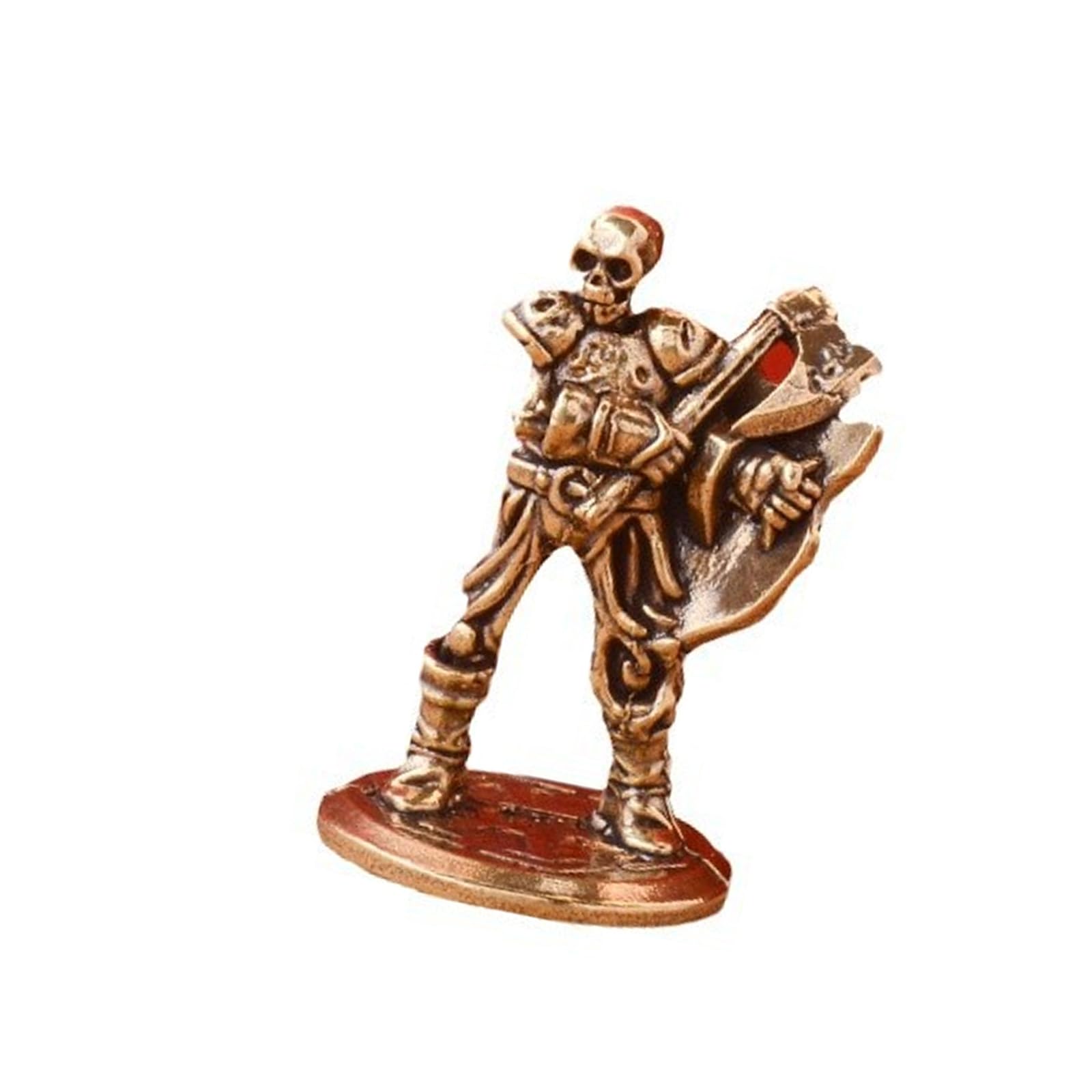 Elnwnnkc Brass Skeleton Knight Figurine, Handcraft Skull Warrior Statues Desktop Decorations Unique Fantasy Collectible Gifts Skeleton Warrior Statue