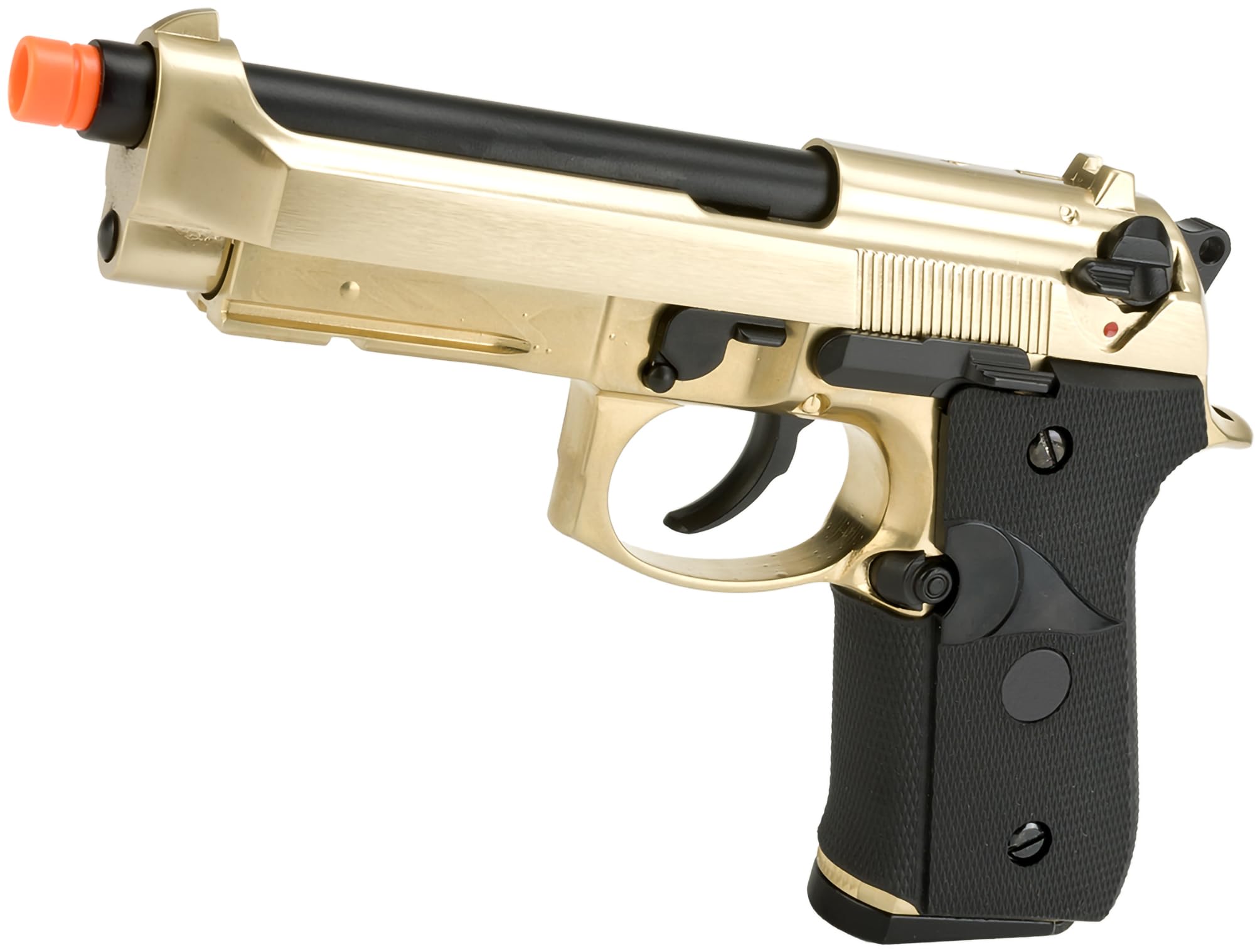 Evike Airsoft - WE-Tech M9A1 Metal Gas Blowback Airsoft Pistol 24k (Color: Gold) - (PID: 29467)