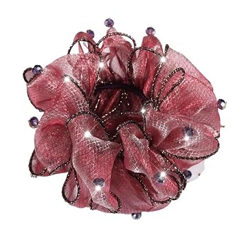 Retro Large Hair Band Womens Tie Hair Bracon Hair Rope Oversized Fluffy Hair Size Rubber Band HeadwearWine red