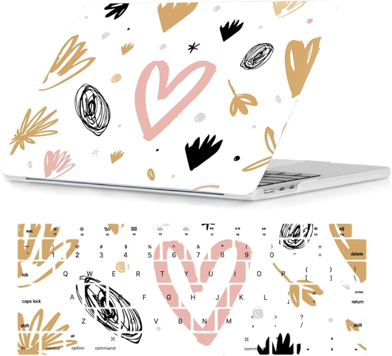 Hard Case Compatible with MacBook Air 11 Inch Model A1370 A1465 2012-2018 Release, 2 in 1 Matte Pattern Plastic Laptop Shell Case with Keyboard Cover for Mac Air 11.6", Pink Sketch Flowers