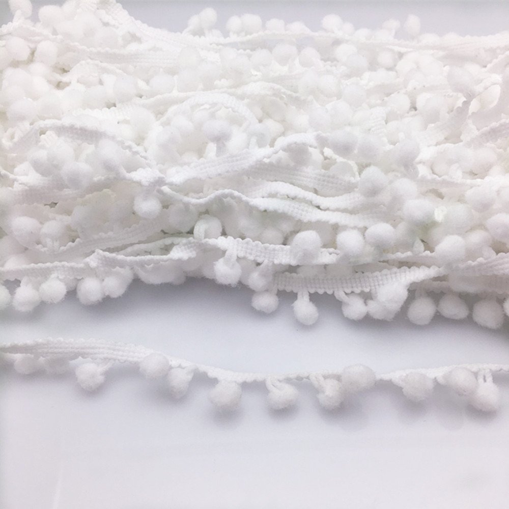 Pom Pom Trim Trimming Sewing Craft Per Metre 10mm Bobble Fringe Pompom Quality (White) by Accessories Attic