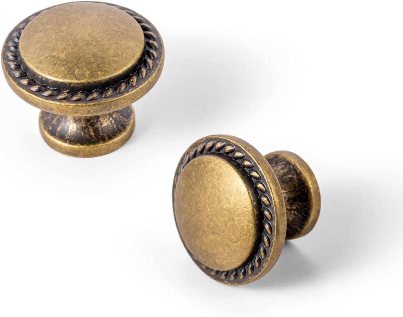 Set of 12 Vintage Antique Brass Cabinet Knobs with Wheatear Border – Classic Round Design for Kitchen Drawers Retro Dresser Handles