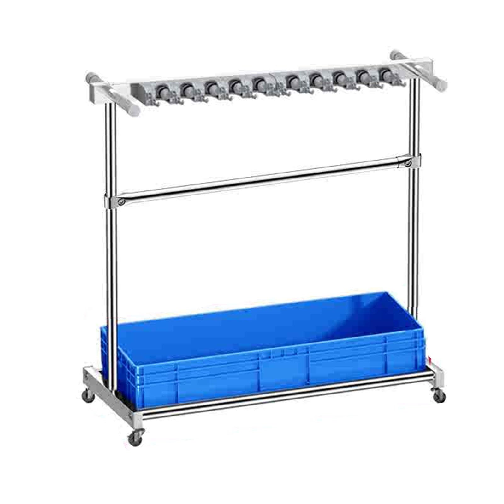 Estante para escobas y fregonas, organizador de herramientas de acero inoxidable para fregonas húmedas, garaje, jardín, escuela, fábrica, solución de almacenamiento extraíble