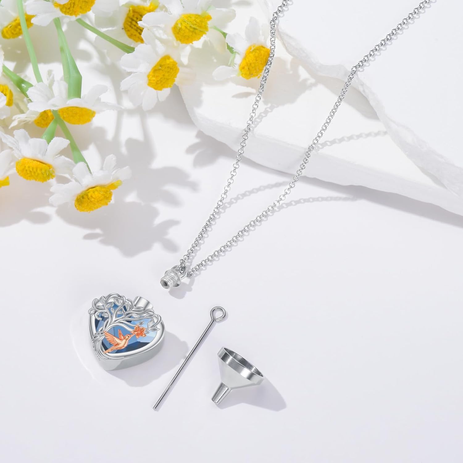 PELOVNY Urn Necklaces for Ashes of Loved Ones 925 Sterling Silver Personalized Heart Locket Urn Necklace Cremation Keepsake Memorial Jewelry Gifts for Women Men