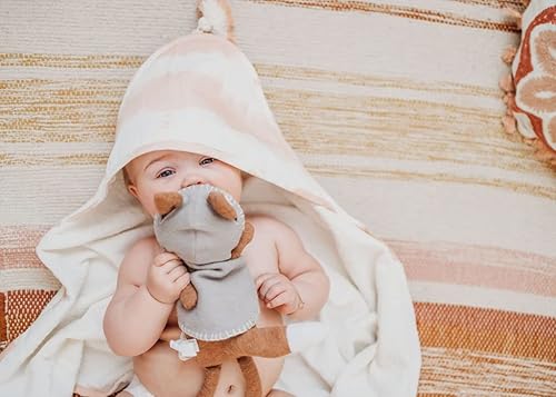 Miniatura 3 de Crane Baby Toalla con capucha - 100% algodón y tela de rizo, teñido anudado rosa, 30 x 30 pulgadas, toalla de playa y baño con capucha para bebé