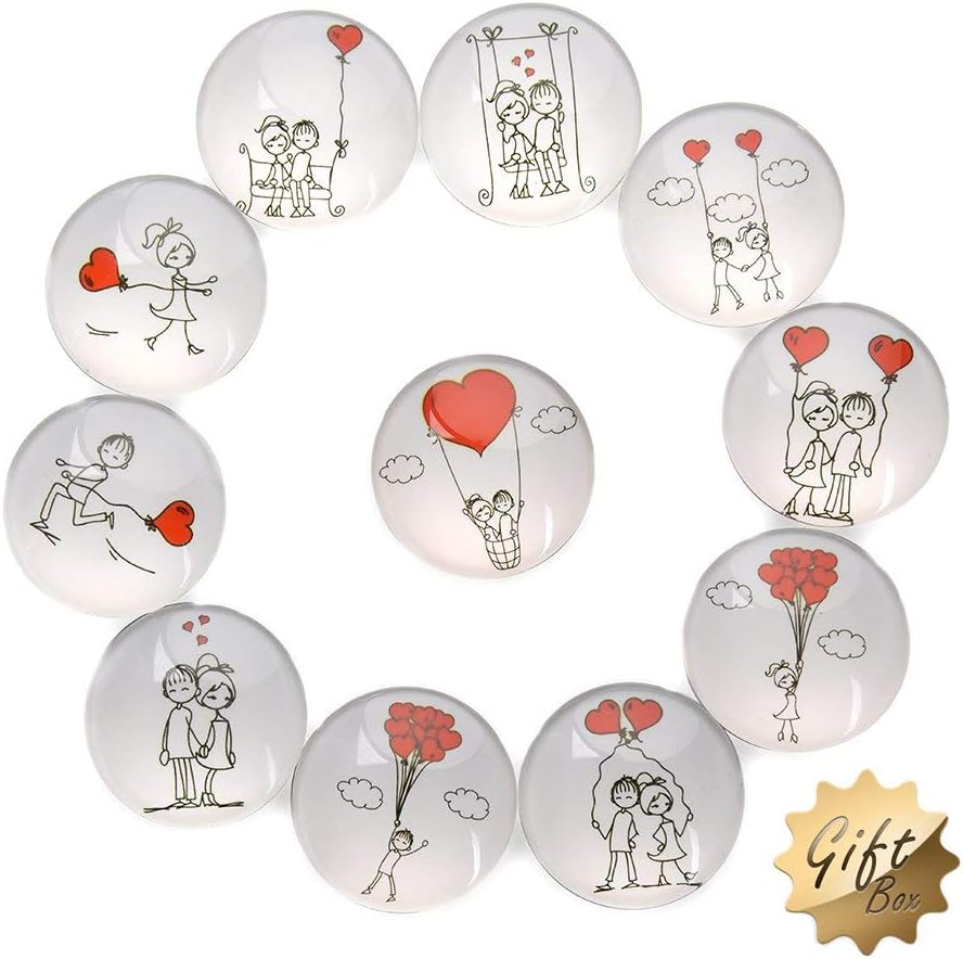 11 Pack Love Style Crystal Glass Fridge Magnets - Refrigerator Magnets, Office Magnets, Calendar Magnets, Whiteboard Magnets