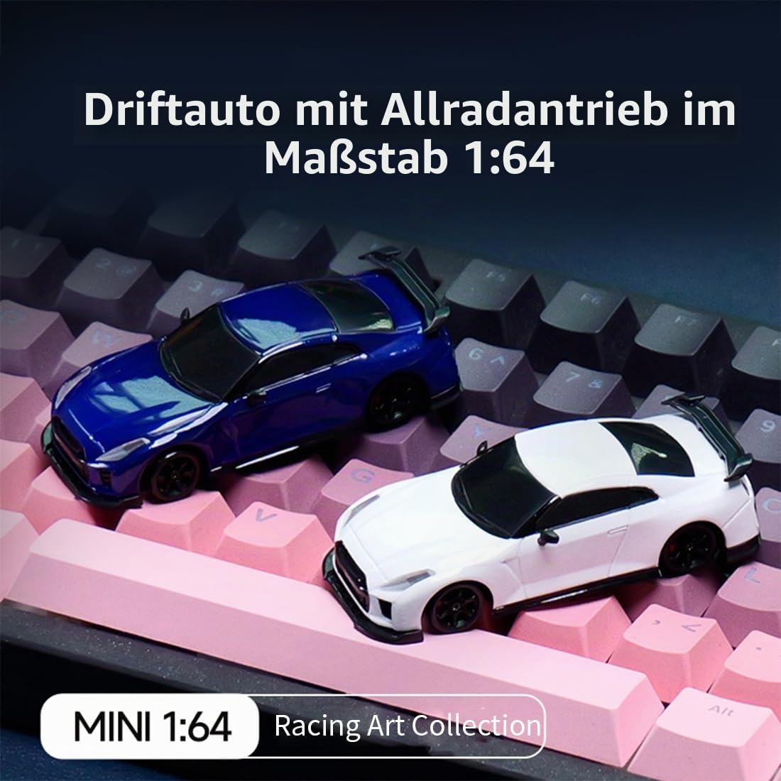 NULA 2,4 GHz 4CH 1:64 Mini RC Drift Auto, Desktop-4WD-RC-Driftwagen mit LED-Beleuchtung, proportionaler Gas- und Lenkung sowie 2 Geschwindigkeitsmodi – Sportwagen für Erwachsene