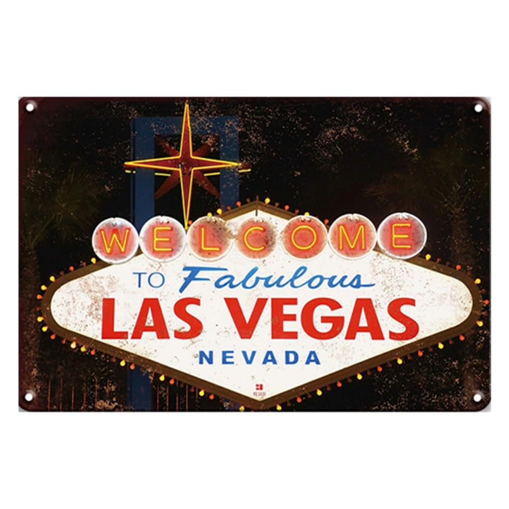 Welcome to Fabulous Las Vegas Classic Las Vegas Souvenir Vintage Wall Decorative Tin Sign 12" x 8"