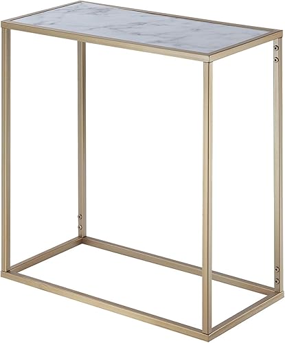 Convenience Concepts Gold Coast - Mesa de silla de mármol sintético, mármol sintético  dorado