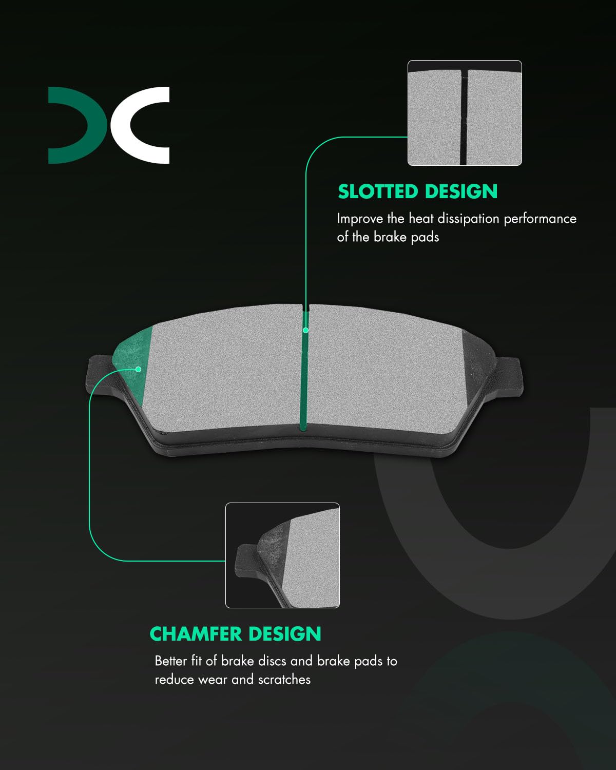 SCITOO D1422-8537 Disc Brake Pads Sets Front Ceramic Brake Pads w/Hardware
