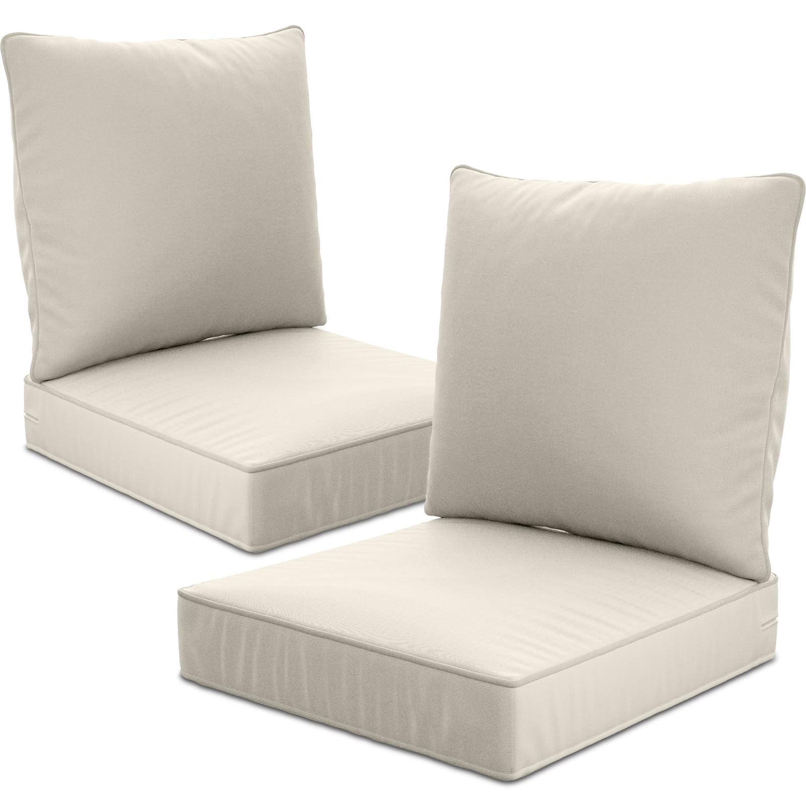 Photo 1 of 24" x 24" x 6" Outdoor Deep Seat Cushions Set - 2 Set Waterproof & Fade Resistant Patio Furniture Replacement Cushions, Non-Slip Outdoor Cushions Fit Loveseats, Couches, Chairs, and Sofas.