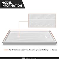 Vista 3 de CKB Base de ducha de umbral único de 60 pulgadas de largo x 36 pulgadas de ancho, plato de ducha de drenaje derecho con superficie texturizada