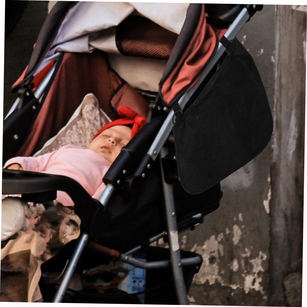 Hemoton Baby Stroller Mesh Bag 4 Pack Net Storage Bags for Stroller Caddy Black