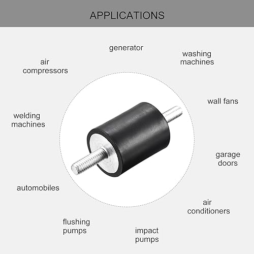 Miniatura 4 de uxcell Soportes de goma M6x18mm, 12 pernos aisladores antivibración, amortiguadores macho para compresores de aire, motor de garaje, motores diésel,