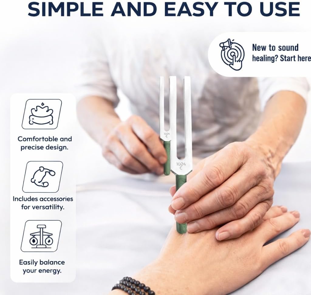 Medical Tuning Fork Set 128Hz 256Hz 512Hz 1024Hz 2048Hz, 5-Piece Weighted & Non-Weighted Diagnostic Tuning Fork Kit, Stainless Steel Neurological & Hearing Test Tools, Rinne Weber Exam- with Grips