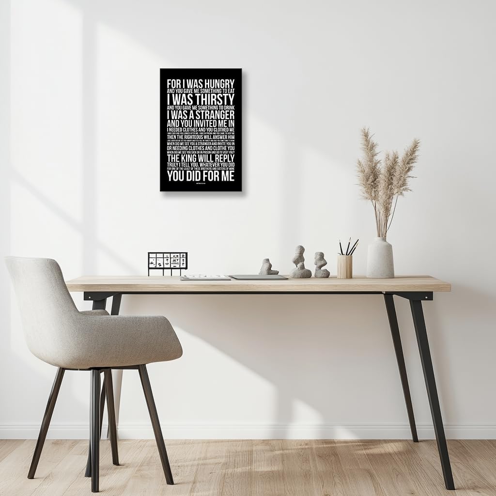 Lnzinro Matthew 25 Bible Verse Wall Art Prayer Poster Modern Framed Christian Quote Wall Decor Scripture Poster for Living Room Decor 08x12 inches