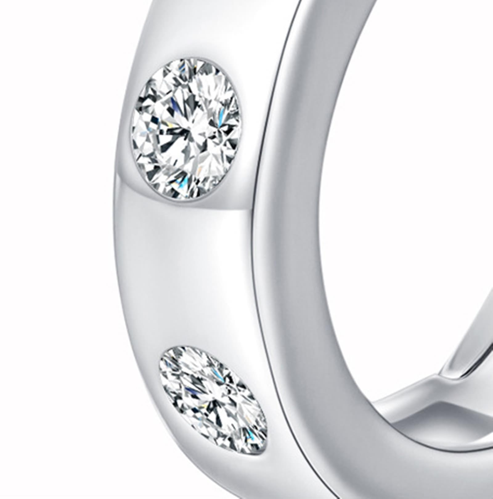 Kolczyki białe złoto 18K prawdziwa biżuteria z moissanit, klasyczny PT950 Platinum Creole