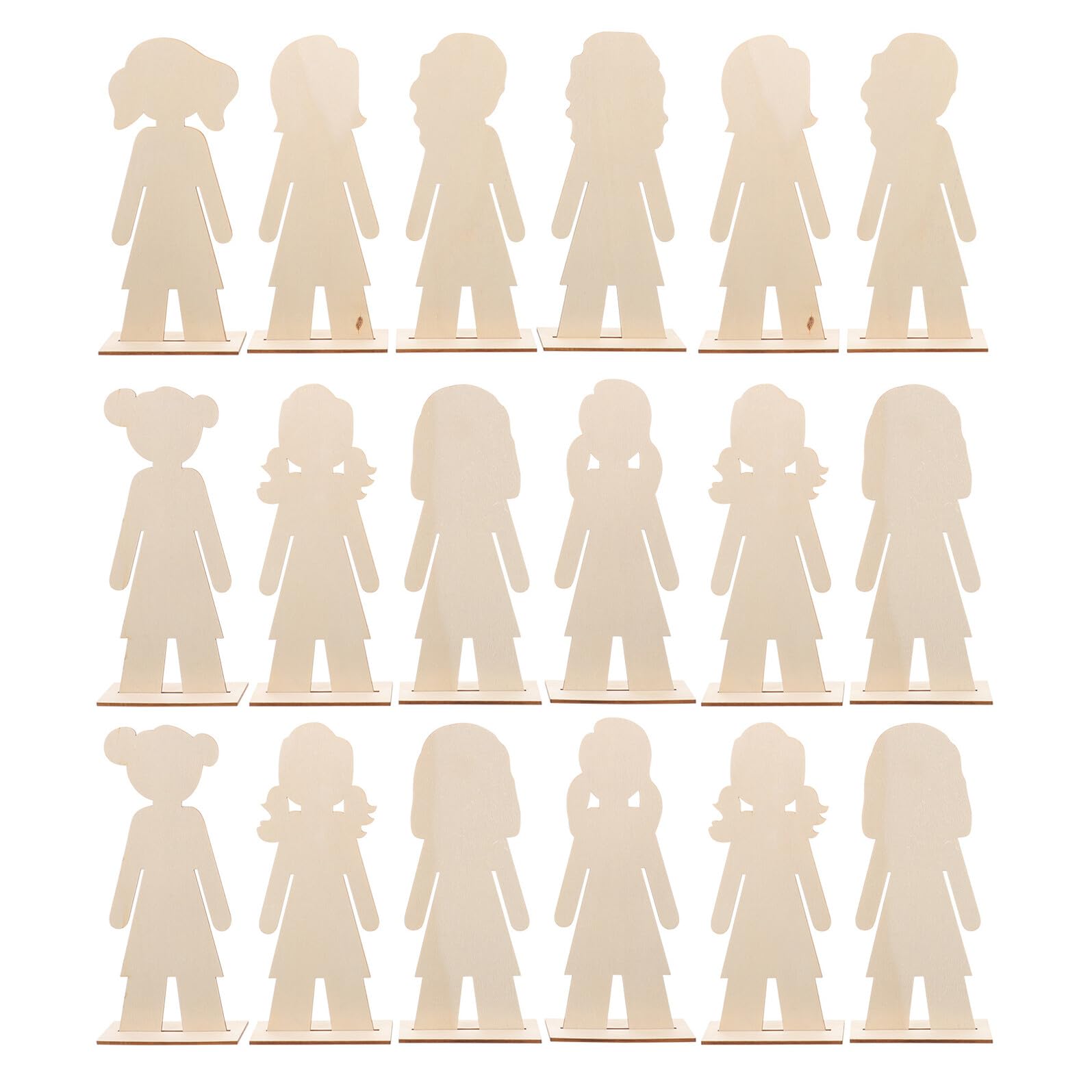 40 Unidades Figuras de Madera sin Pintar para Manualidades DIY Recortes de Madera Forma de Niña Lisas y Seguras para Decorar Fiestas Casa y Proyectos Escolares