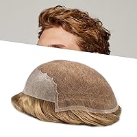 Vista 80 de Sistema de cabello de encaje francés para hombres, pieza de cabello humano real, encaje frontal, tupé, nudo blanqueado, línea capilar natural