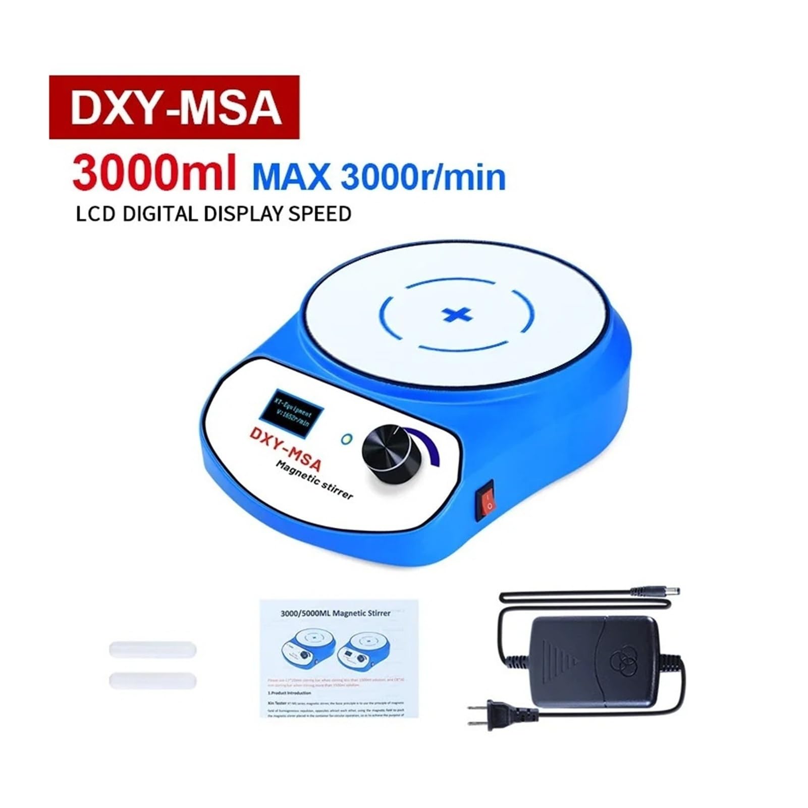 Mieszadło magnetyczne Mieszadło magnetyczne 3L 5L z wyświetlaczem LCD, cyfrowy mikser płytowy do użytku domowego lub laboratoryjnego, z obrotowym magnesem.(MSA-3L, US)