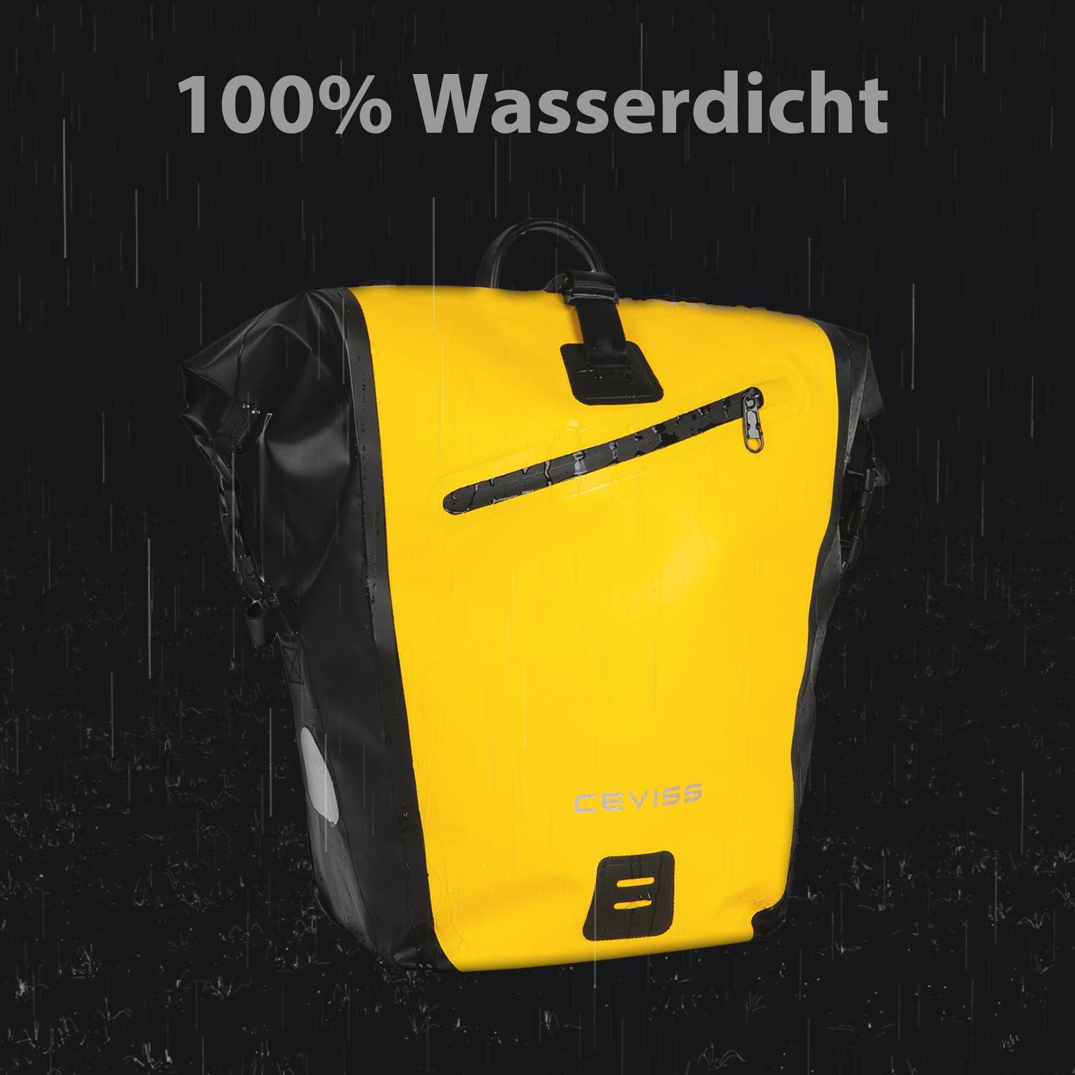 CEVISS Fahrradtasche aus robustem PVC fr Gepcktrger 25L Wasserdicht mit  Reflektoren, Quick Connect System mit Trage- und Umhngegurt : Amazon.de:  Sport & Freizeit