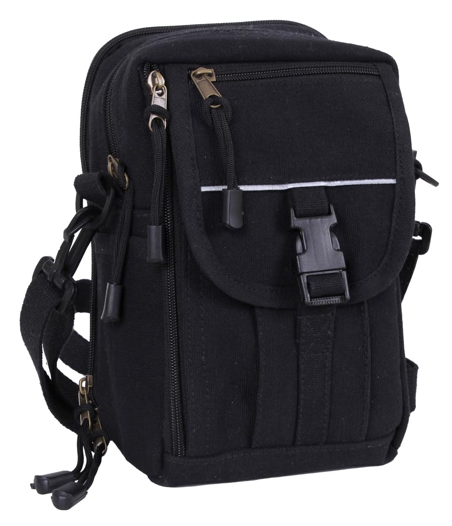 Bolsa de viaje de lona clásica pesada para pasaporte, Negro -