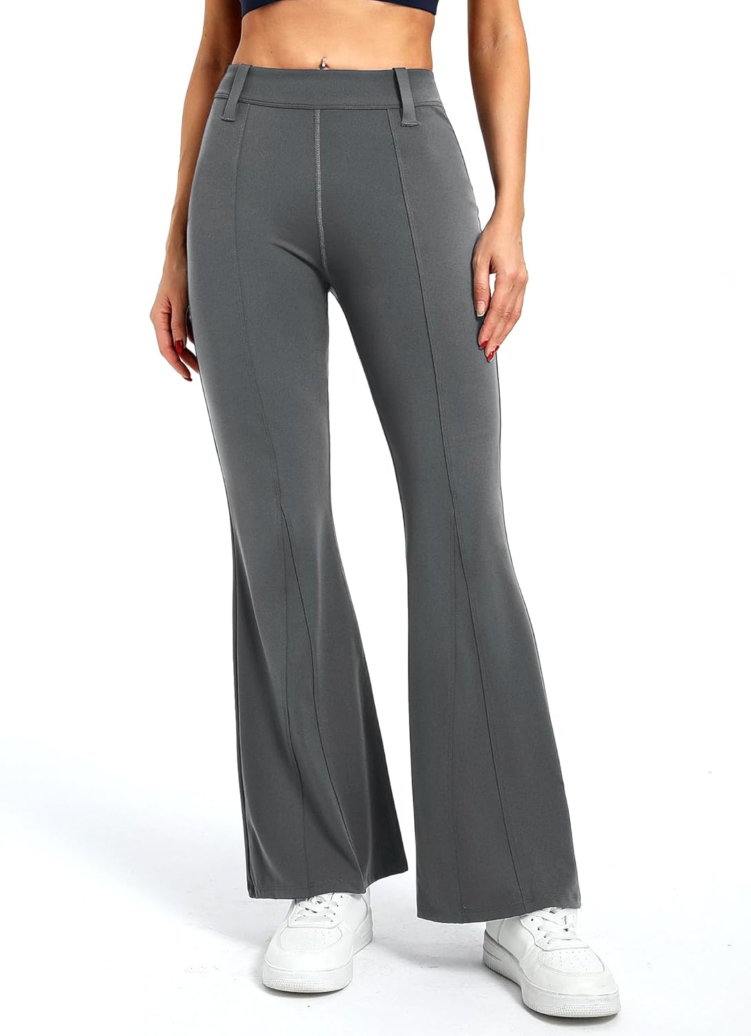 DemonQueen Women's Flare Pants with Pockets High Waisted Bootcut Yoga Pants-Tummy Control Bell Bottom Leggings - Image 2