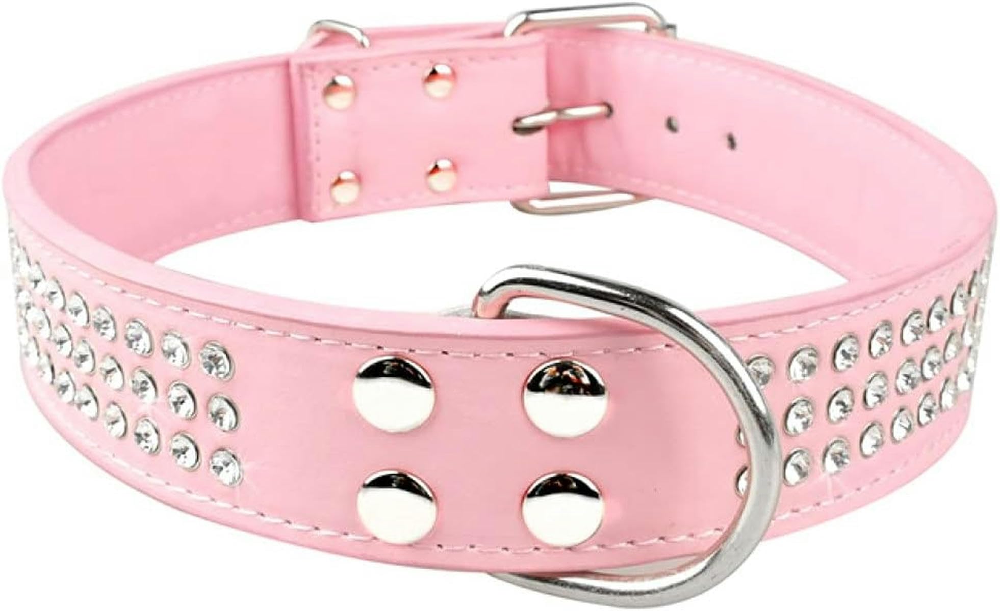 Bling Strass Hundehalsbänder aus Leder mit Kristallen und Diamanten, verstellbar, Rosa, für mittelgroße und große Hunde, Haustierprodukt für Tiere, Rosa, M-Pink-M