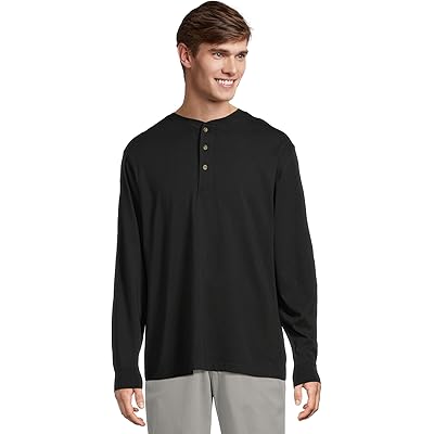 Мужская рубашка L.L.Bean Carefree Unshrinkable Tee Traditional Fit Long-Sleeve Henley black