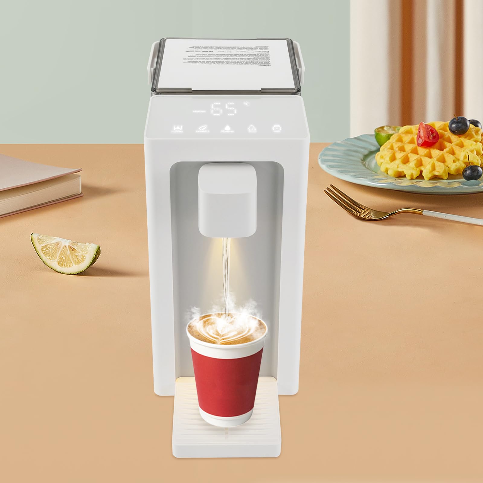 Instant Hot Water Filter Dispenser, Countertop Water Filter System, Water Dispenser with 5 Temperatures & 3 Volume Settings & Safety Lock?For Home, Office,School