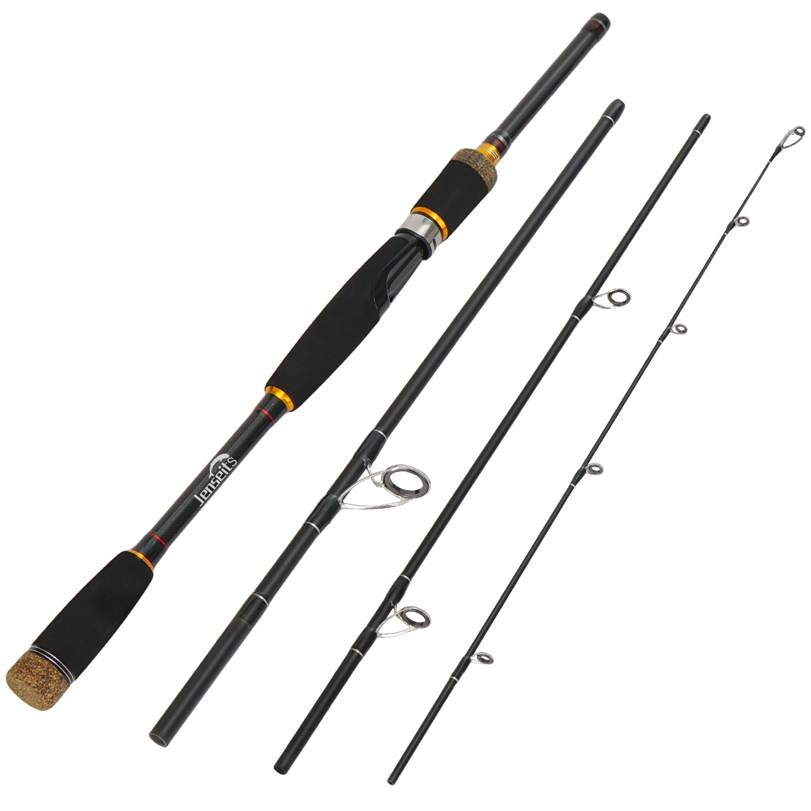 Jenseits Fishing Rods, Carbon Fiber Spinning & Casting Poles, Saltwater Resistant Guides, 6'/7'/8'/9'/10'/12'-Portable 2/3/4/-Piece & Telescopic