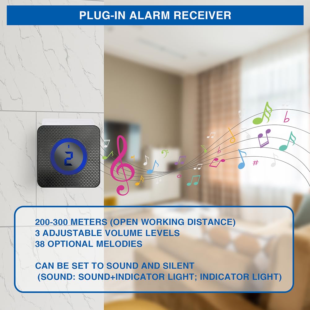 Alarma solar para entrada, sensor de movimiento inalámbrico y detector resistente a la intemperie, sistema de alerta de seguridad para el hogar, protección al aire libre, propiedad y