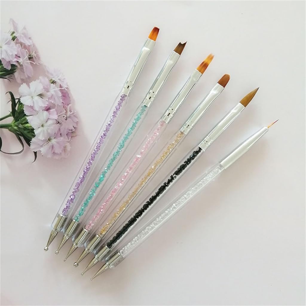 Double-Ended Nail Pen with Drill Nail Tools Brush Thread Pen Sweep Pen Light Therapy Pen Nail Brush