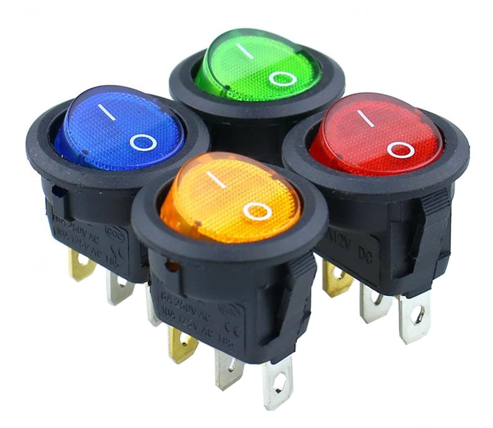 1 Uds. Interruptor led de 12v 20A 12V Interruptor de luz Interruptor de Encendido botón de Coche Luces de Encendido/Apagado Interruptor basculante Redondo de 3 Pines