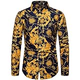 MINYING Chemise en Lin et Coton Homme T-Shirt Manches Longues Tops Casual Chemise de Plage Classique Tunique Tops Blouse Décontractée Printemps Été Automne