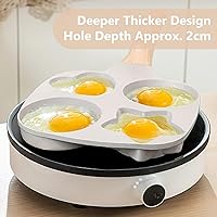 Vista 7 de 4 Cup Egg Frying Pan, Easy Breakfast Egg Pancake Burger Cooker, Aluminium Alloy Nonstick Frying Pot with Portable Wood Handle for Gas Stove &