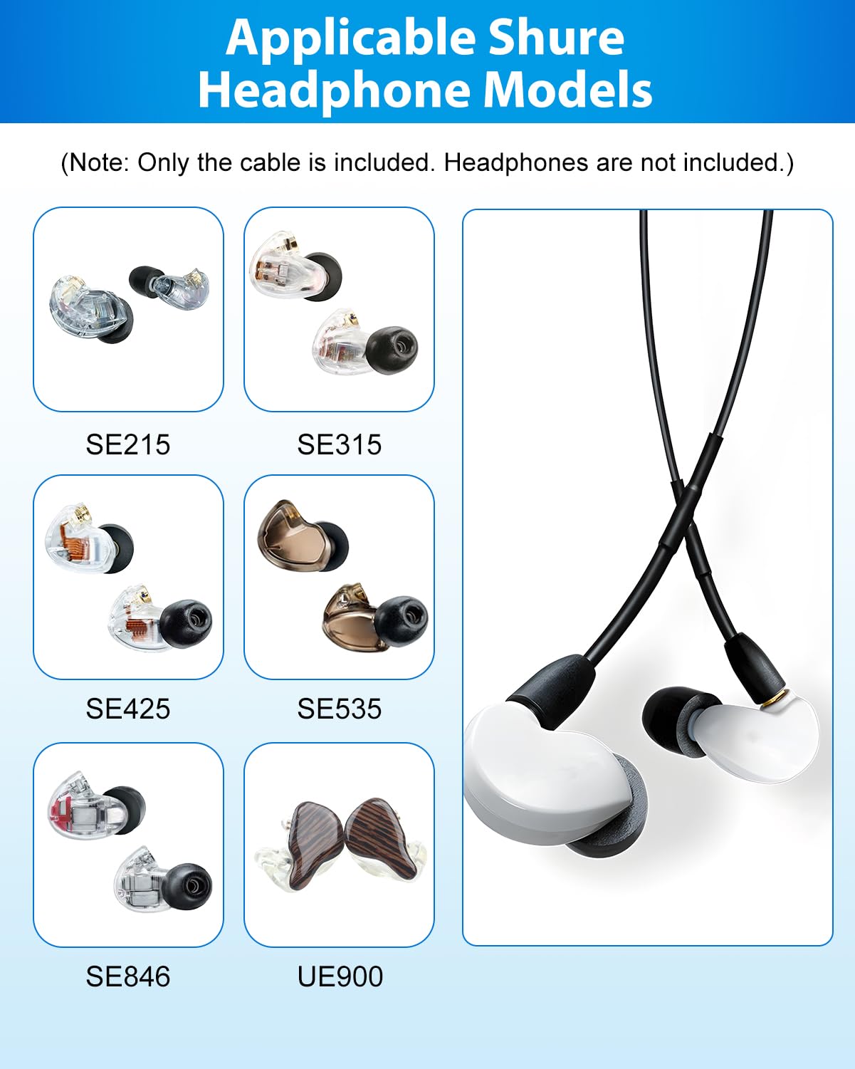 Amazon | SE215交換用取り外し可能イヤホンケーブル Shure SE315 SE425