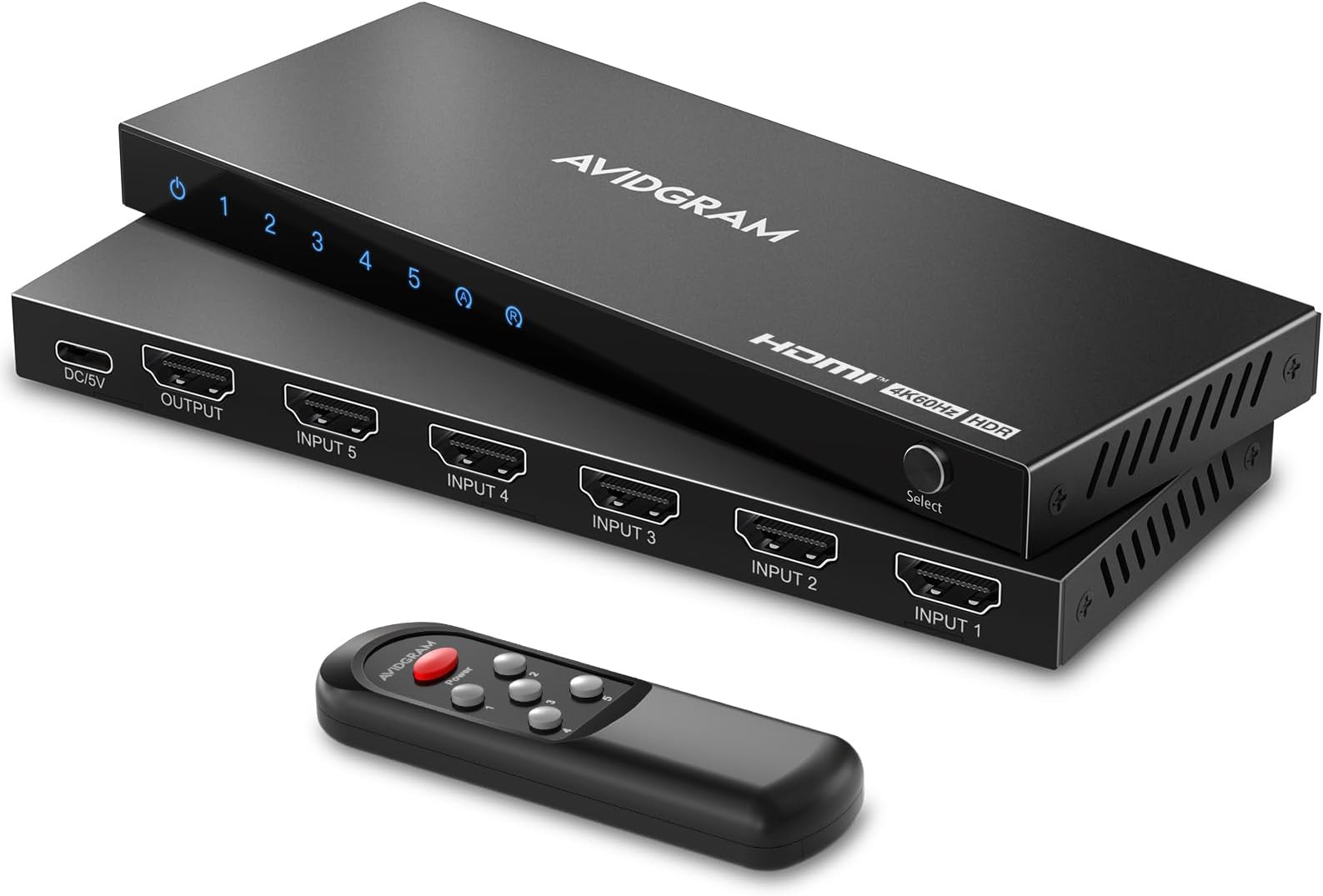 HDMI Switch 4K 60Hz, HDMI 2.0 Switcher 5 in 1 Out, 5 Port HDMI Selector Box with IR Remote Control Support HDCP 2.2 HDR10 3D 18Gbps, Compatible with Xbox, PS4, HDTV, Monitor