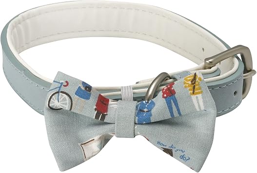 Pet Brands Cath Kidston Dog Bow Tie Collar, Leather Dog Collar with Cotton Bow Tie - 40x50cm, Multi