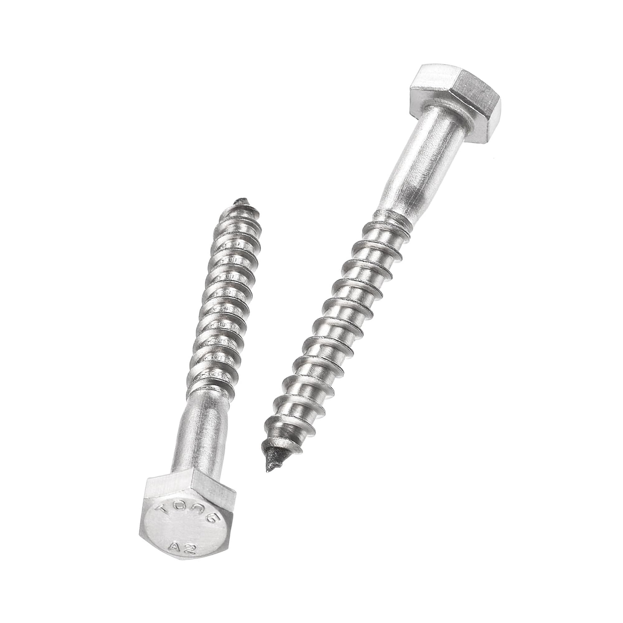 Unifizz 10 Pcs Hex Lag Screws, M6 x 50mm 304 Stainless Steel Wood Bolts