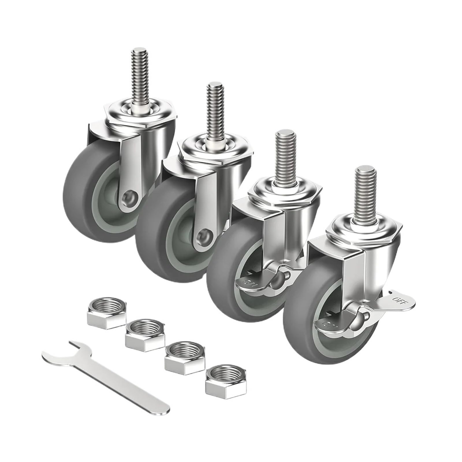 Rollen 3-Zoll-Rollen, Schwerlastrollen mit Bremsen, Feststell-Gummiräder, Plattenschwenker for Möbelwagen(Combinatorial)