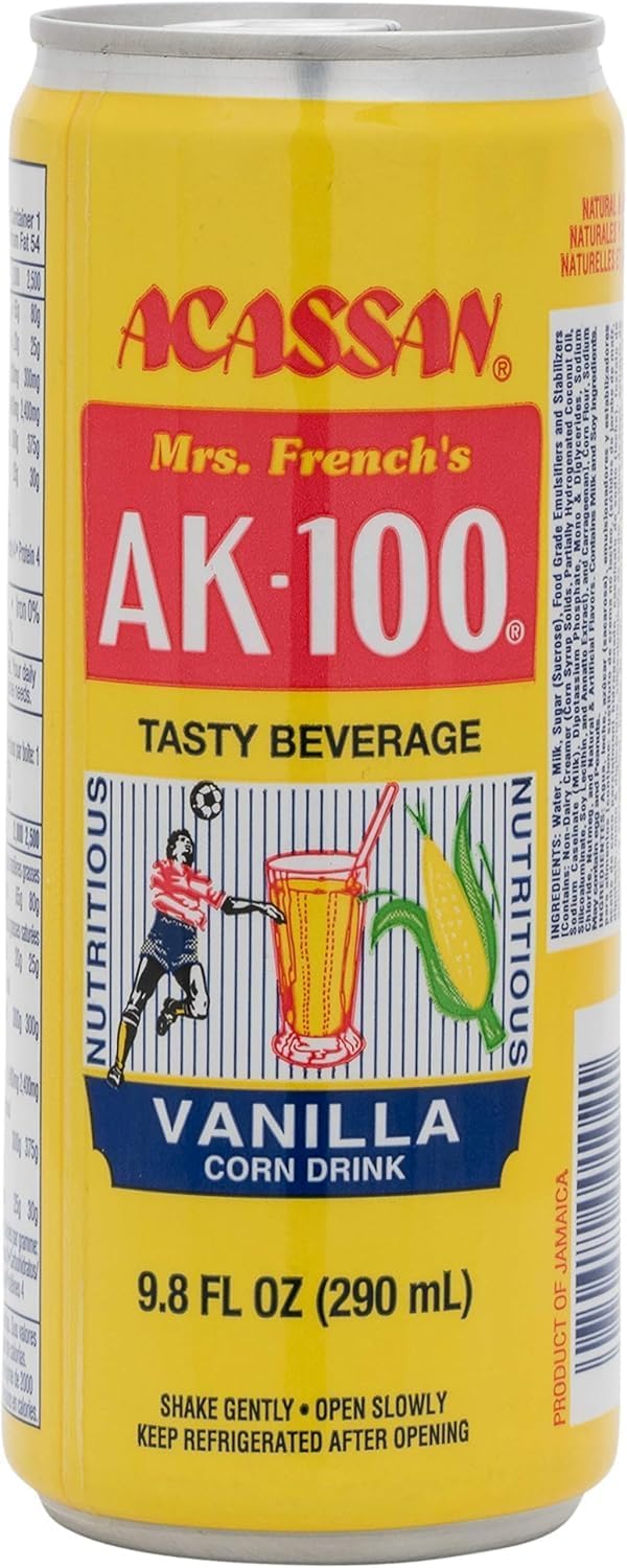 Acassan Mrs. French Ak-100 Vanilla Corn Drink, 9.8 fl Oz (Pack of 12)
