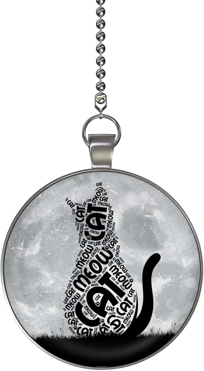 The Cats Meow Moon Glow in the Dark Ceiling Fan and Light Pull Chain Pendant Single Sided - Cat Fan Pull