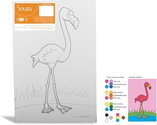 Tela De Pintura Riscada, 20cm X 30cm, Desenho: Flamingo - Souza & Cia (Ref: 8171)