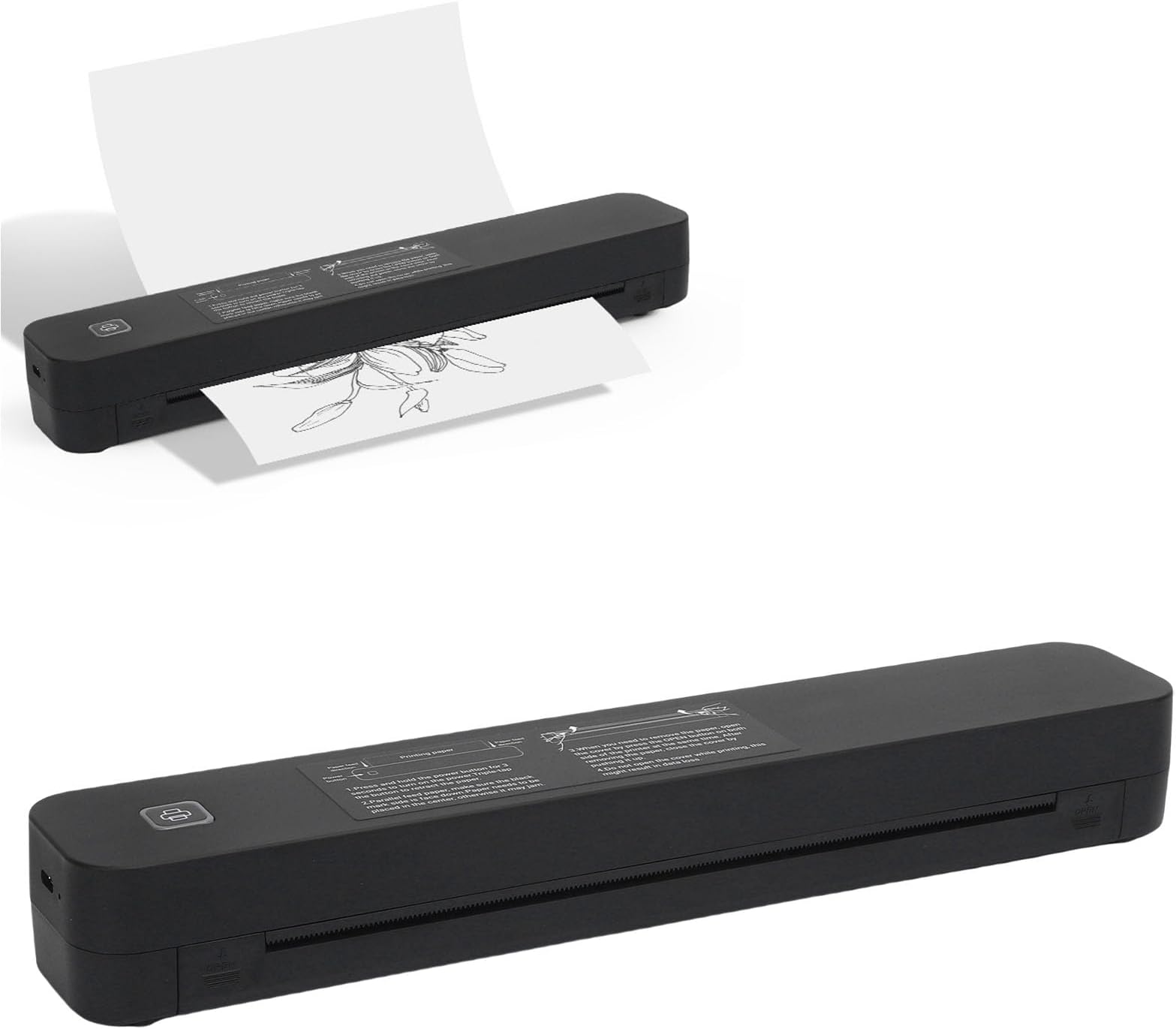 Thermal Printer, 2600mAh 203DPI Resolution 4-6 S Fast Printing Mobile Printer with Low Noise Inkless Design Inkless Portable Printers for Home Office IOS Android X A4 A5