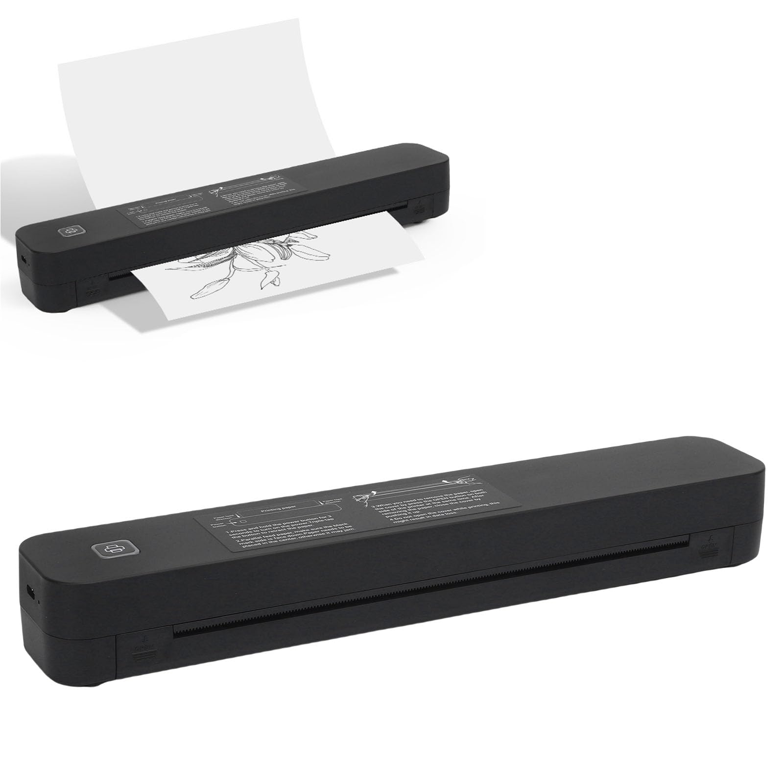 Stampante Termica, 2600mAh Risoluzione 203DPI Stampante Mobile a Stampa Veloce 4-6 S con Design Senza Inchiostro a Basso Rumore Stampantes Portatile Senza Inchiostro